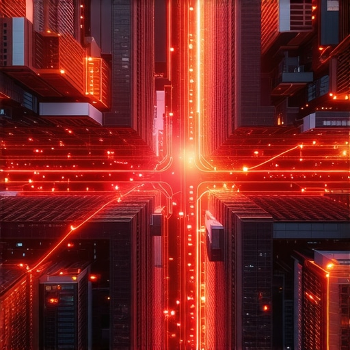 Real-Time Geofencing in Urban Environments City map with adaptive geofence boundaries and digital marketing icons.