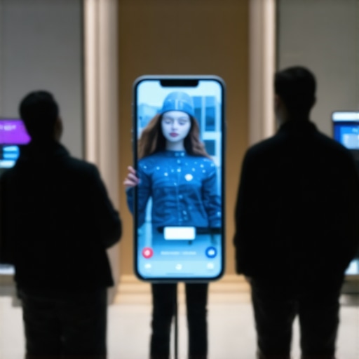 AR-enhanced shopping experience Customer using AR device in retail store