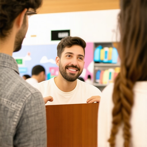 Customer Engagement in Local Business Business owner engaging with customers to boost local visibility signals.