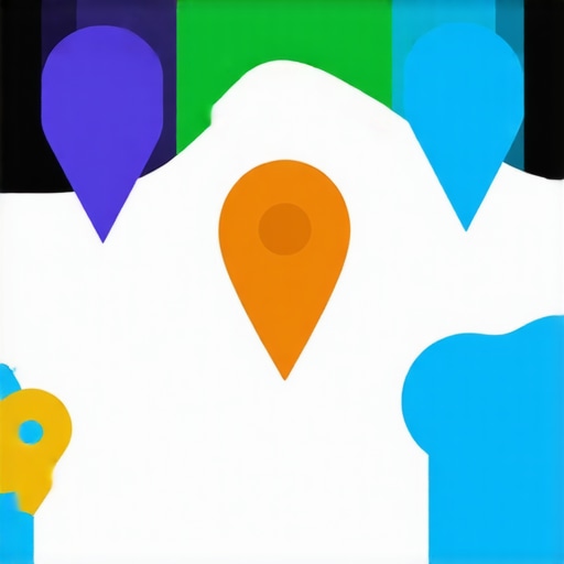 Illustration showing digital maps with icons representing user signals and interaction metrics