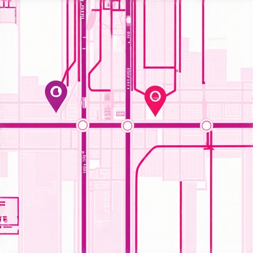 City map overlaid with live customer and inventory analytics for local SEO optimization.