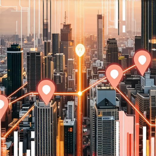 Digital map overlay illustrating customer interactions and engagement signals in a city environment