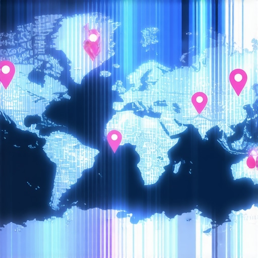 A high-tech digital map showing real-time customer interactions and proximity data.