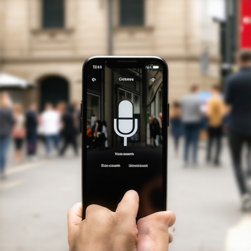 Voice Search Optimization in Action Person using voice command on smartphone to find local businesses
